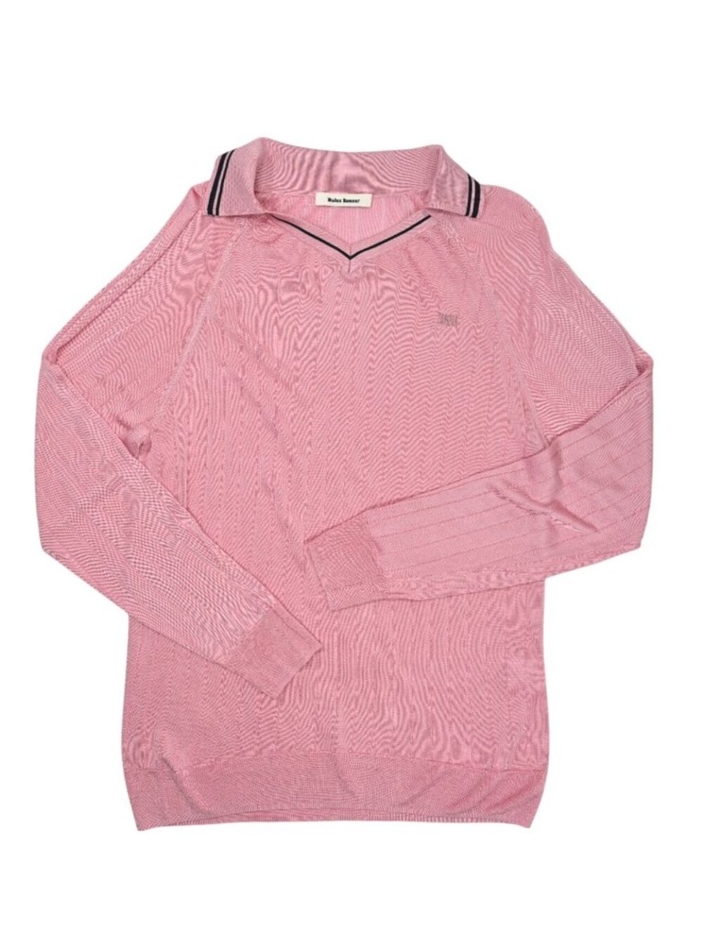 Wales Bonner Roots Polo Shirt in Pink & Navy